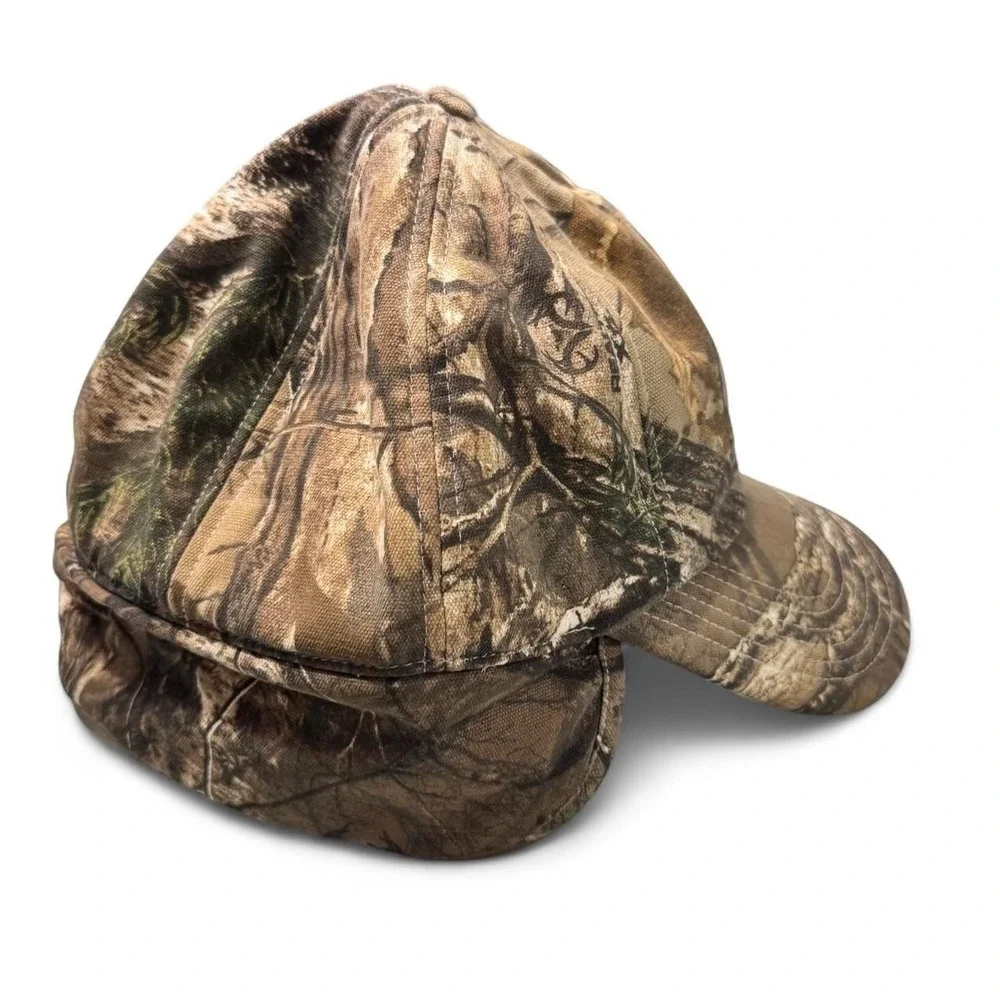 Carhartt Camo Ear Flap Cap 101477 Hunting Hat Fleece Lined Outdoors Utility Warm